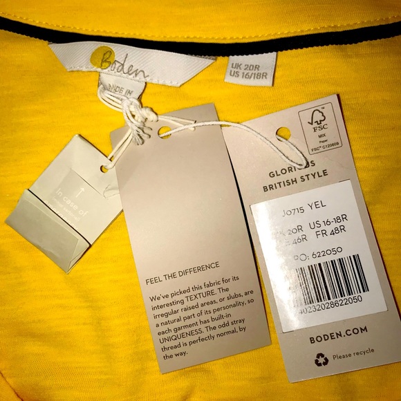 Boden Rachel Tie Neck Button-up Jersey Shirt Maize Yellow - Size US 16 - Picture 10 of 12